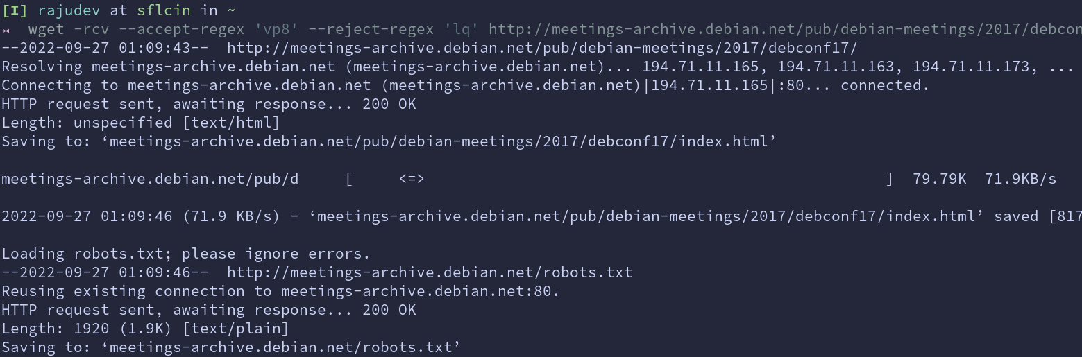 Using Regular Expressions while Downloading files with wget